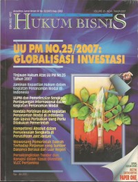 Image of Jurnal Hukum Bisnis : UU PM NO. 25/2007 = Globalisasi Investasi